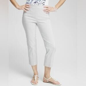 Chico's Juliet White And Grey Stripe Straight Cropped Pants Size 2 (12)